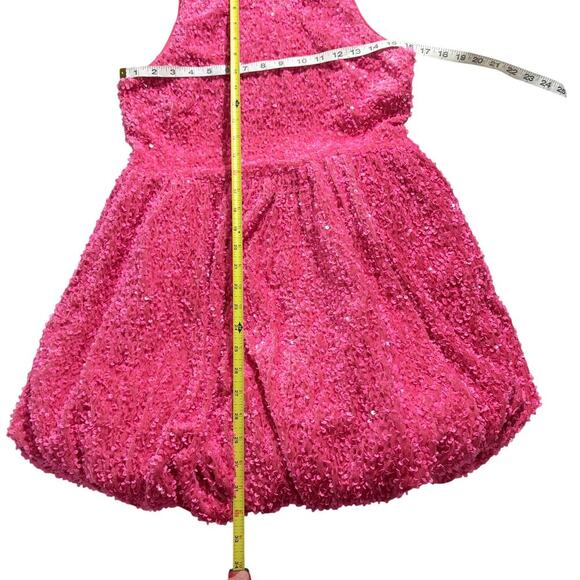 ASOS LUXE bubble hem mini dress in pink sequin Size 8 NWOT BARBIE Softgirl - Picture 5 of 15